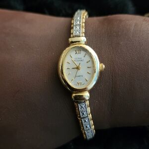 Gloria Vanderbilt Women’s Gold & Silver-Tone Quartz Watch – Oval Face – Crystal